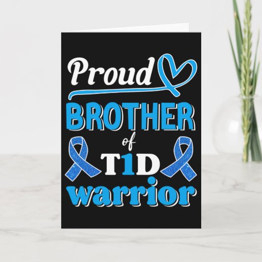 T1d Proud Brother Diabetes Awareness Blue Ribbon  カード (正面)