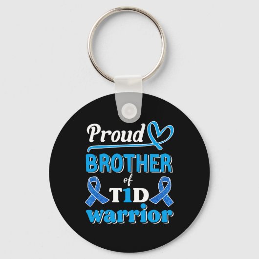 T1d Proud Brother Diabetes Awareness Blue Ribbon  キーホルダー (正面)