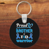 T1d Proud Brother Diabetes Awareness Blue Ribbon  キーホルダー (正面)