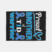 T1d Proud Brother Diabetes Awareness Blue Ribbon  フリースブランケット (正面(横))