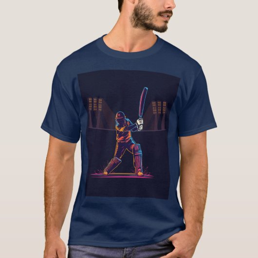 T20 Cricket Night Match Power Shot Tee Tシャツ (正面)