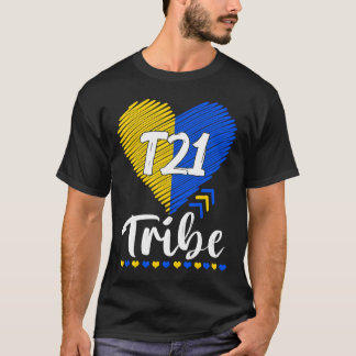 t21 Tribe 21ワールドダウン症候群認識度デイヘア Tシャツ