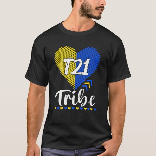 T21 Tribe 21 World Down Syndrome Awareness Day Hea Tシャツ (正面)