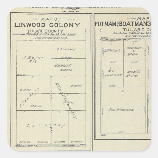 T23S R2021E Tulare郡セクションマップ スクエアシール (正面)