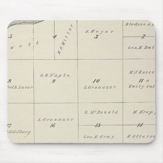 T23S R22Eチュレア郡のセクションマップ マウスパッド (正面)