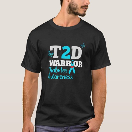 T2d戦士タイプ2糖尿病認識度糖尿病 Tシャツ (正面)