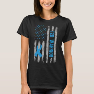 T2d戦士 アウェアネス アメリカ国旗 糖尿病 第二型糖尿病 tシャツ