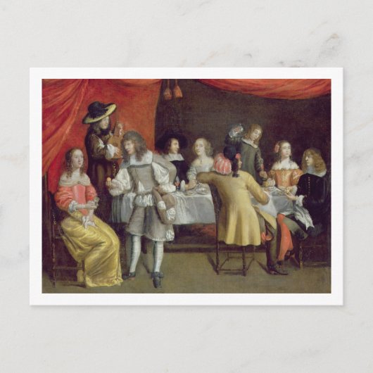 T30878社エレガント赤天蓋の下で食事 ポストカード (正面)