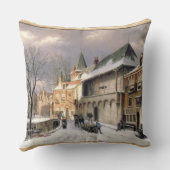 T31117冬のオランダの町の眺め クッション (裏面)