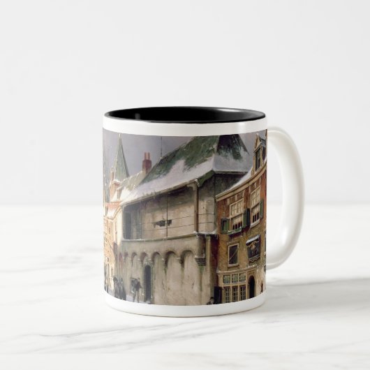 T31117冬のオランダの町の眺め ツートーンマグカップ (正面右)