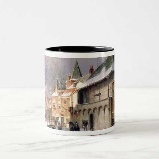 T31117冬のオランダの町の眺め ツートーンマグカップ (中央)