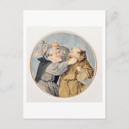 T31130二人の僧侶の戦い, 1690 (w/c,インク,チョーク) ポストカード (正面)