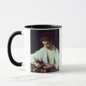 T31971 Appleの皮をむいている若い男の子 マグカップ (左)