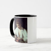 T31971 Appleの皮をむいている若い男の子 マグカップ (正面左)