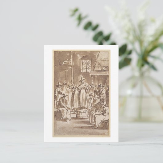 T34029 Aクエーカー祈りの言葉会議(ペンとインク紙上) ポストカード (スタンド正面)