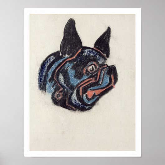 T35228犬(パステルオン紙) ポスター (正面)
