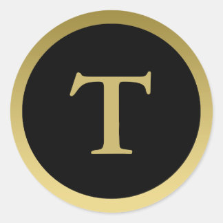 T :：モノグラムTエレガント金ゴールドとブラックステッカー ラウンドシール