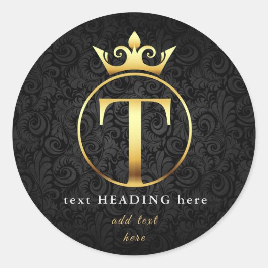 T – レターモノグラムラウンドステッカー ラウンドシール (正面)