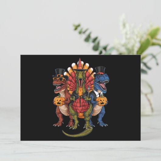 T-レックスがT-レックスに感謝祭のプレゼントをあげる 恐竜たち シーズンカード (スタンド正面)