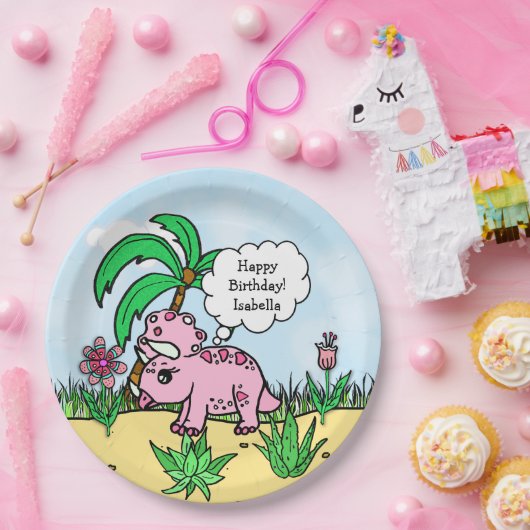 T-レックスをテーマにした誕生日プレート ペーパープレート (パーティー)
