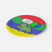 T-レックスをテーマにした誕生日プレート ペーパープレート (アングル)