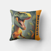 T-レックスジュラシック恐竜グレーとオレンジ クッション (裏面)