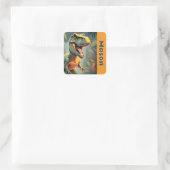 T-レックスジュラシック恐竜グレーとオレンジ スクエアシール (バッグ)