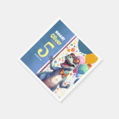 T-レックスチロナサウルス恐竜カラフル誕生日 スタンダードカクテルナプキン (角)