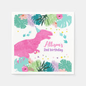 T-レックスピンクディノヒンドゥーナスデノプレヒストリック誕生日 スタンダードカクテルナプキン (正面)