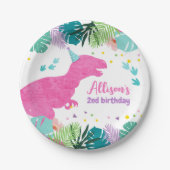 T-レックスピンクディノヒンドゥーナスデノプレヒストリック誕生日 ペーパープレート (正面)