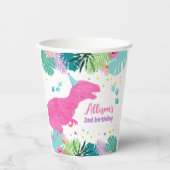 T-レックスピンクディノヒンドゥーナスデノプレヒストリック誕生日 紙コップ (正面)