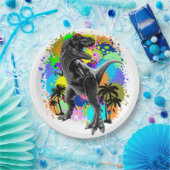 T-レックス恐竜ジュラ紀の汚れ絵を描の爬虫類 ペーパープレート (パーティー)