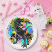 T-レックス恐竜ジュラ紀の汚れ絵を描の爬虫類 ペーパープレート (パーティー)