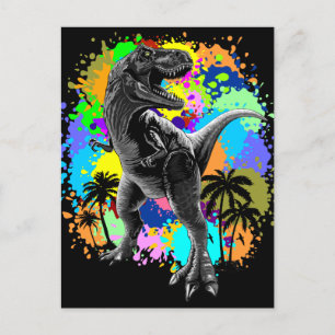 T-レックス恐竜ジュラ紀の汚れ絵を描の爬虫類 ポストカード
