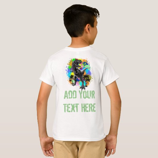 T-レックス恐竜ジュラ紀の汚れ絵を描の爬虫類 Tシャツ (裏面フル)