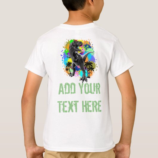 T-レックス恐竜ジュラ紀の汚れ絵を描の爬虫類 Tシャツ (裏面)