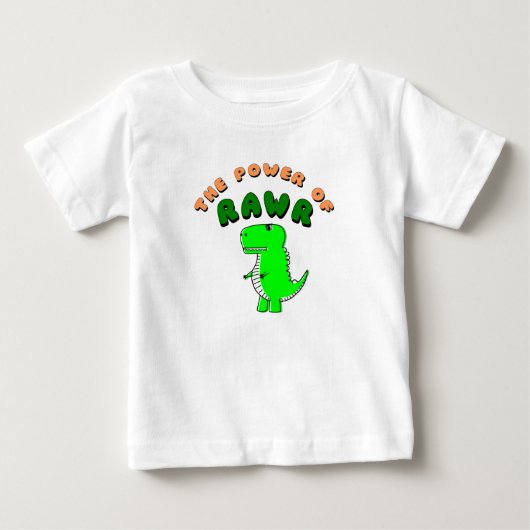 T-レックスRawrのパワー ベビーTシャツ (正面)
