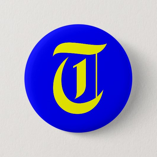 T – 古い英語 缶バッジ (正面)