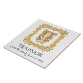 "T"姓の記念日結婚モノグラムタイル タイル (側面)