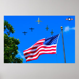 T-1A、T-38C、およびT-6A米国国旗の蛍光 ポスター