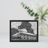 T-34タンロシアのク、ソ連記念館、ベルリン – B&W(2) ポストカード (スタンド正面)