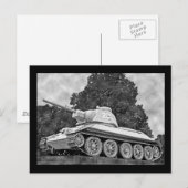 T-34タンロシアのク、ソ連記念館、ベルリン – B&W(2) ポストカード (正面/裏面)