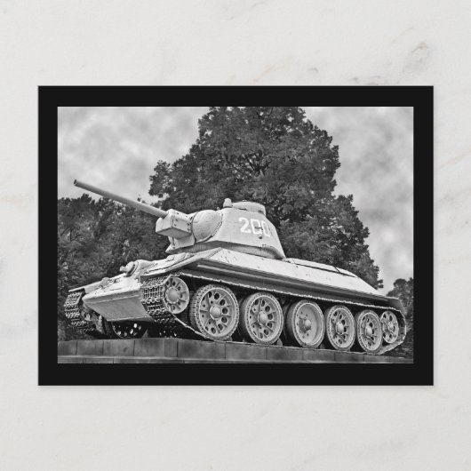 T-34タンロシアのク、ソ連記念館、ベルリン – B&W(2) ポストカード (正面)