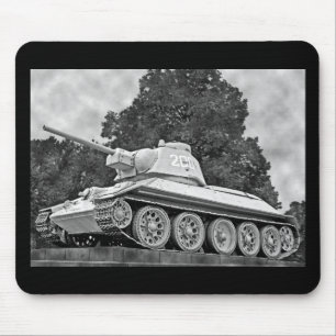 T-34ロシアのなタンク、ソビエト記念物、ベルリン- B&W (2) マウスパッド