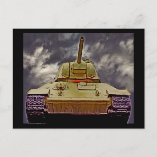 T-34ロシア戦車、ソ連記念碑、ベルリン - オイル/フロ ポストカード (正面)