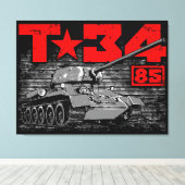 T-34-85ソ連中戦車 キャンバスプリント (インサイチュ (ウッドフロア))