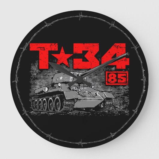 T-34-85ソ連中戦車 ラージ壁時計 (正面)
