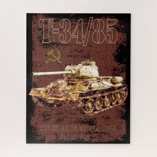 T-34-85第二次世界大戦と国旗のソ連ミディアムタンク ジグソーパズル