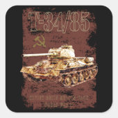 T-34-85第二次世界大戦と国旗のソ連ミディアムタンク スクエアシール (正面)