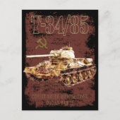 T-34-85第二次世界大戦と国旗のソ連ミディアムタンク ポストカード (正面)